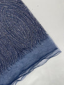 Navy Blue Glitter Mesh Lace Fabric Prom/Dress By The Yard