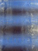 Royal Blue Faux Crocodile Vinyl Leather Upholstery Fabric By The Yard, Big 3D Crocodile Vinyl Fabric