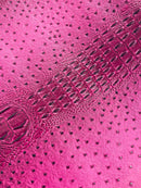 Fuchsia Ostrich Gator Embossed Vinyl Fabric By Yard, Crocodile Ostrich Vinyl Leather Upholstery