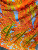 Olivia Sequins Design - Orange / Aqua / Yellow - 4 Way Stretch Multi Color Sequin Fabric on Mesh Sold By Yard