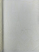 White Embroidery Beaded Fabric by Yard, Sequin on a Mesh with Floral Lace