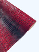 Red Black Faux Crocodile Vinyl Leather Upholstery Fabric By The Yard, Big 3D Crocodile Vinyl Fabric