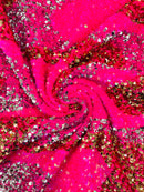 Wavy Line Design Velvet Sequins - Velvet Sequins Fabric 2 Way Stretch 58"- 60" By Yard