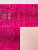 Magenta Faux Crocodile Vinyl Leather Upholstery Fabric By The Yard, Big 3D Crocodile Vinyl Fabric