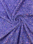Lilac Iridescent Sequin Fabric: Lavender Stretch Velvet (58/60" Wide)