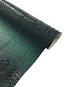 Hunter Green Ostrich Gator Embossed Vinyl Fabric By Yard, Crocodile Ostrich Vinyl Leather Upholstery