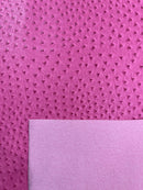 Candy Pink Ostrich Faux Leather Upholstery By The Yard, Ostrich Embossed Vinyl Leather 54" Wide