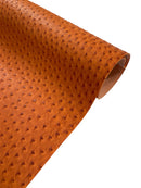 Orange Ostrich Faux Leather Upholstery By The Yard, Ostrich Embossed Vinyl Leather 54" Wide