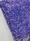 Lilac Iridescent Sequin Fabric: Lavender Stretch Velvet (58/60" Wide)