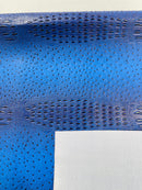 Royal Blue Ostrich Gator Embossed Vinyl Fabric By Yard, Crocodile Ostrich Vinyl Leather Upholstery