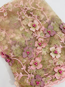 Multi Color 3D Floral Design Sold by the yard