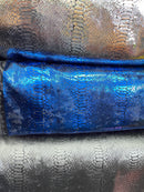 Anaconda Foil Velvet - Matte Black - Shiny Foil Velvet Anaconda Snake Print Fabric Sold By The Yard