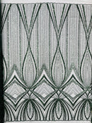 Hunter Green Embroidery Beaded Fabric By The Yard