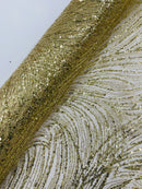 Champagne Gold Glitter Mesh Lace Fabric Prom/Dress By The Yard