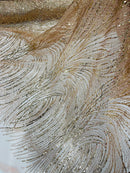 Rose Gold Glitter Mesh Lace Fabric Prom/Dress By The Yard