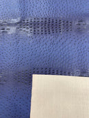 Navy Ostrich Gator Embossed Vinyl Fabric By The Yard, Crocodile Ostrich Vinyl Leather Upholstery