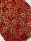 Red gold 58/60" Cross Brocade Fabric - Religious Church Vestment Cross Jacquard Fabric By Yard
