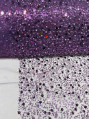 Beaded Sequins Mesh Fabric - Plum - Embroidered Beaded Wedding Bridal Fabric with Sequins By The Yard
