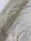Silver Embroidery Beaded Fabric Fashion Design By The Yard