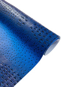 Royal Blue Ostrich Gator Embossed Vinyl Fabric By Yard, Crocodile Ostrich Vinyl Leather Upholstery