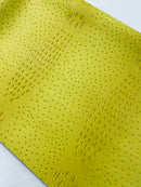 Yellow Ostrich Gator Embossed Vinyl Fabric By Yard, Crocodile Ostrich Vinyl Leather Upholstery