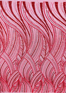 Red Embroidery Beaded Fabric Fashion Design By The Yard