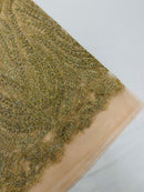 Champagne Silver Rhinestone Glitter Mesh Fabric Shiny Glitter Mesh Rhinestone Detail Fabric by Yard