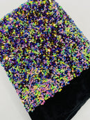Multi Color Iridescent Sequin Fabric: Black Stretch Velvet (58/60" Wide)