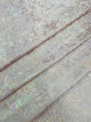 Pink Iridescent Illusion Anaconda Foil Printed On Stretch Velvet - Sold By The Yard