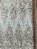 Rose Gold Glitter Mesh Lace Fabric Prom/Dress By The Yard