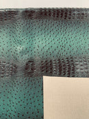 Hunter Green Ostrich Gator Embossed Vinyl Fabric By Yard, Crocodile Ostrich Vinyl Leather Upholstery