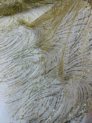 Champagne Gold Glitter Mesh Lace Fabric Prom/Dress By The Yard