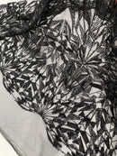 Geometric Beaded Fabric - Geometric Embroidery Beaded Sequin Fabric Sold By Yard