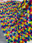 Oval Jumbo Paillette Sequins - Multi Color Iridescent on Black - Big Oval Paillette Sequins Design Fabric By Yard