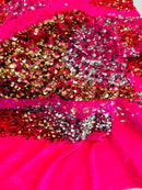 Wavy Line Design Velvet Sequins - Velvet Sequins Fabric 2 Way Stretch 58"- 60" By Yard