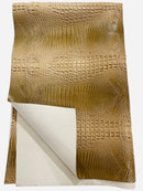 Champagne Faux Crocodile Vinyl Leather Upholstery Fabric By The Yard, Big 3D Crocodile Vinyl Fabric