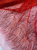 Red Glitter Mesh Lace Fabric Prom/Dress By The Yard