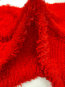 Red Tulle Ruffle Fabric, 60" Wide Waves - Prom Dress Wedding & Decoration