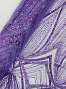 Lilac Embroidery Beaded Fabric By The Yard