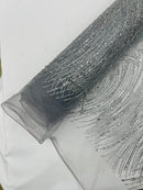 Silver Glitter Mesh Lace Fabric Prom/Dress By The Yard
