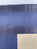 Navy Ostrich Gator Embossed Vinyl Fabric By The Yard, Crocodile Ostrich Vinyl Leather Upholstery
