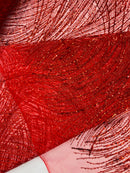 Red Glitter Mesh Lace Fabric Prom/Dress By The Yard