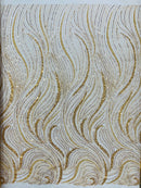 Gold Embroidery Beaded Fabric Fashion Design By The Yard