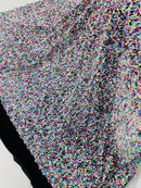 Multi Color Confetti Iridescent Sequin Fabric: Red Stretch Velvet (58/60" Wide)