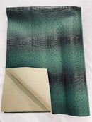Hunter Green Ostrich Gator Embossed Vinyl Fabric By Yard, Crocodile Ostrich Vinyl Leather Upholstery