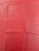 Dark Red Ostrich Faux Leather Upholstery By The Yard, Ostrich Embossed Vinyl Leather 54" Wide