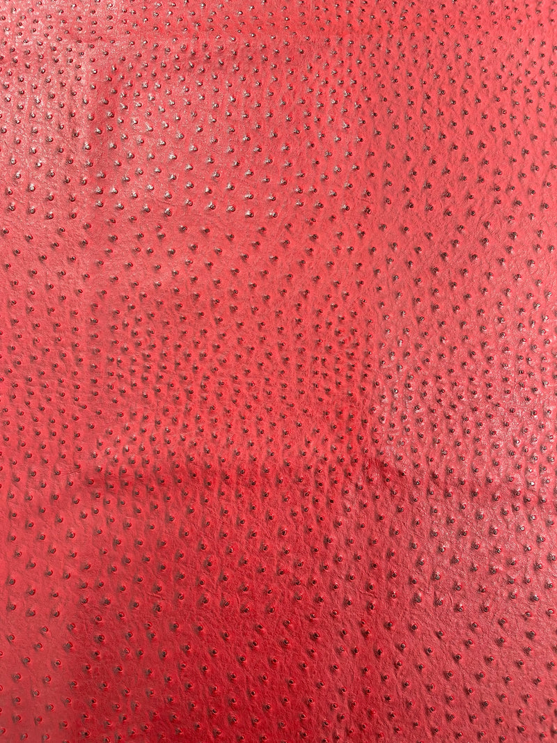 Dark Red Ostrich Faux Leather Upholstery By The Yard, Ostrich Embossed Vinyl Leather 54" Wide