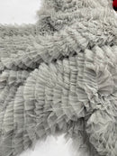 Silver Tulle Ruffle Fabric, 60" Wide Waves - Prom Dress Wedding & Decoration