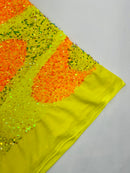 Wavy Line Design Velvet Sequins - Velvet Sequins Fabric 2 Way Stretch 58"- 60" By Yard