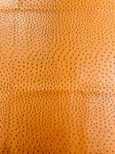Coñac Ostrich Faux Leather Upholstery By The Yard, Ostrich Embossed Vinyl Leather 54" Wide